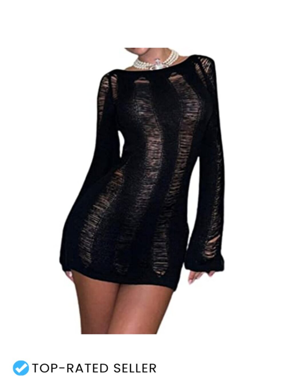 Women's Bodycon Mini Dress Long Sleeve Backless Y2K Party Club Dress